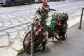 Composition of dried flowers on an old bicycle Royalty Free Stock Photo