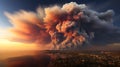 An evocative image featuring billowing smoke from distant wildfires