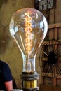 Large electric light bulb at a vintage market
