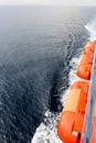 Lifeboats on a cruise ferry while sailing