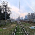 panoramic view of the train tracks Royalty Free Stock Photo