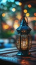 In this evocative image, a radiant Ramadan lantern illuminates the surroundings, symbolizing the holy month's
