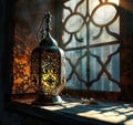 In this evocative image, a radiant Ramadan lantern illuminates the surroundings, symbolizing the holy month's