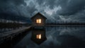 Solitary Light in the Stormy Night Royalty Free Stock Photo