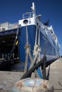 Stern of a ferry stopped in port