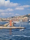 view of the port of Naples from the sea Royalty Free Stock Photo