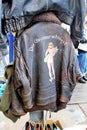 Men`s aviator leather jacket at a vintage market