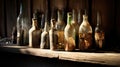 Old empty bottles, dusted by the years