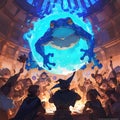 Mesmerizing Blue Frog Wizard Gathering