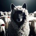 Wolf in sheep clothing. Camouflaged Malice: The True Nature Revealed. Subterfuge and Deception: Unmasking the Wolf. Royalty Free Stock Photo