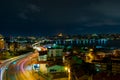 Evocative view of Istanbul and its car lights trails at night