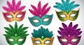 Evoke a festive celebratory theme typical of carnivals or masked Royalty Free Stock Photo