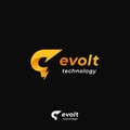 Evolt technology with bolt lightning power energy icon and letter E and G logo icon symbol