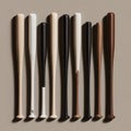 Evolution of Baseball Bats Showcasing Wood to Modern Composites in Flat Design Generative AI Royalty Free Stock Photo