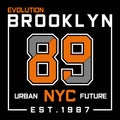 Evolution Brooklyn New York City typography design Royalty Free Stock Photo