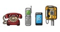 Evolution of Communication: Vintage to Modern Phones Royalty Free Stock Photo
