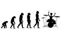 Evolution drummer silhouette on white background Royalty Free Stock Photo