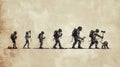 Evolution of early humans in illustrated timeline Royalty Free Stock Photo