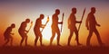 Theory of evolution of the human silhouette of Darwin. Royalty Free Stock Photo