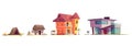 Evolution of house architecture, cartoon concept Royalty Free Stock Photo