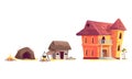 Evolution of house architecture, cartoon concept Royalty Free Stock Photo