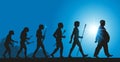 The evolution of humanity towards an increase in obesity due to a poor diet Royalty Free Stock Photo