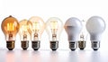 Evolution of Ideas Represented by Light Bulbs Royalty Free Stock Photo