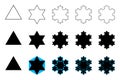 Evolution of a Koch snowflake, a fractal curve, first five iterations