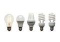 Evolution of Light Bulbs: From Incandescent to LED and CFL Royalty Free Stock Photo