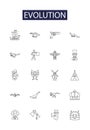 Evolution line vector icons and signs. Progression, Change, Adaptation, Transformation, Development, Shift, Variation