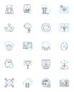 Evolution linear icons set. Adaptation, Mutation, Natural Selection, Genetics, Darwinism, Fossilization, Reproduction