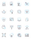 Evolution linear icons set. Adaptation, Mutation, Natural Selection, Genetics, Darwinism, Fossilization, Reproduction