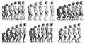evolution of man engraving set vector collection Royalty Free Stock Photo
