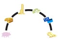 Evolution money chart, illustration business evolution technology Royalty Free Stock Photo