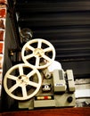 The evolution of motion pictures. Antique technique. Film projector & x22;Rus& x22;