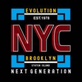 Evolution New York Brooklyn typography design tee