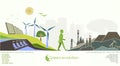 Evolution of renewable energy concept of greening Royalty Free Stock Photo