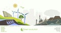 Evolution of renewable energy concept of greening Royalty Free Stock Photo