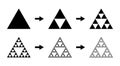 Sierpinski triangle evolution steps Royalty Free Stock Photo