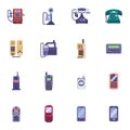 Evolution of the Telephone collection, flat icons set