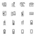 Evolution of the Telephone line icons set Royalty Free Stock Photo