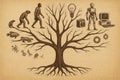 Evolution tree from microbes to robotics Royalty Free Stock Photo