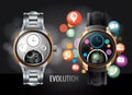 Evolution of the watch. Vector illustration decorative design