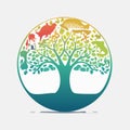 Evolutionary Tree of Life with Animal Silhouettes Royalty Free Stock Photo
