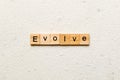 EVOLVE word written on wood block. EVOLVE text on cement table for your desing, concept Royalty Free Stock Photo