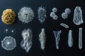 Evolving bacteria in a sequence showcasing diversity and adaptation in microscopic life forms. Generative AI