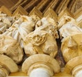 Detail of gargoyles on the walls of the Evora Cathedral. Royalty Free Stock Photo