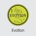 Evotion Cryptocurrency. Vector EUC Pictogram Symbol.