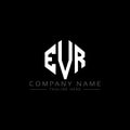 EVR letter logo design with polygon shape. EVR polygon and cube shape logo design. EVR hexagon vector logo template white and Royalty Free Stock Photo