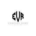 EVR letter logo design with polygon shape. EVR polygon and cube shape logo design. EVR hexagon vector logo template white and Royalty Free Stock Photo